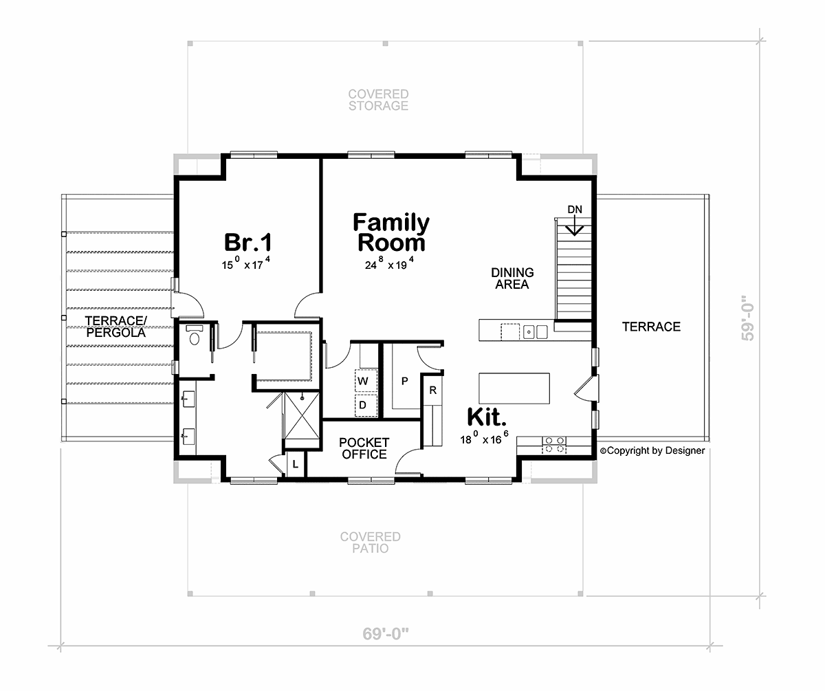 Garage-Living Plan 81468 Level Two
