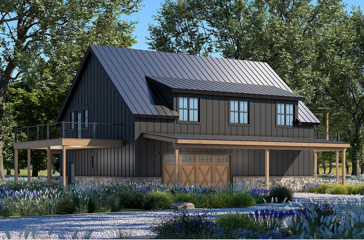 Garage-Living Plan 81468 Rear Elevation