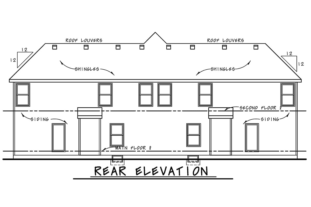 Multi-Family Plan 81483 Rear Elevation
