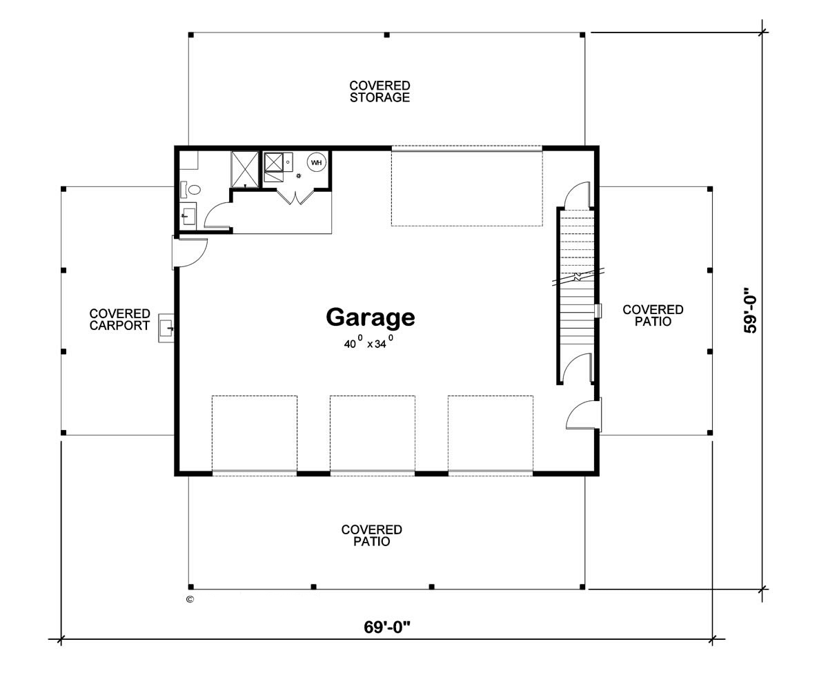 Garage Plan 81494 - 3 Car Garage Level One