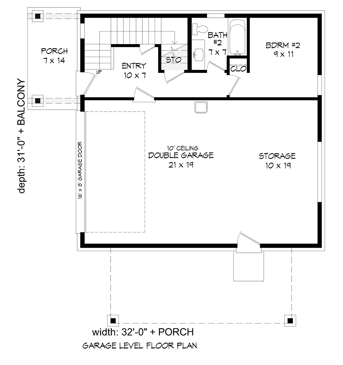 Garage-Living Plan 81504 Level One