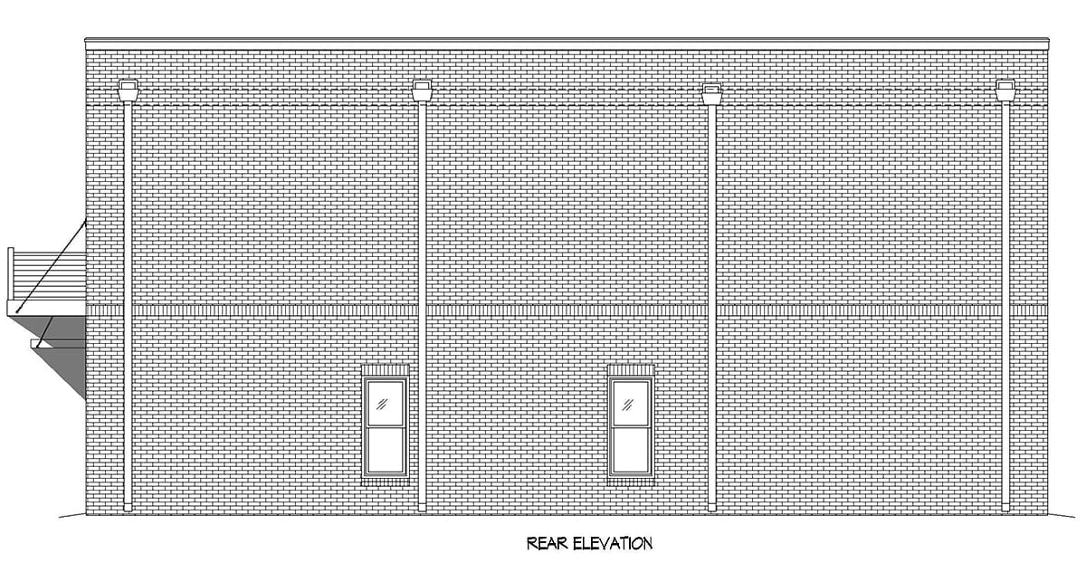 Garage-Living Plan 81512 Rear Elevation