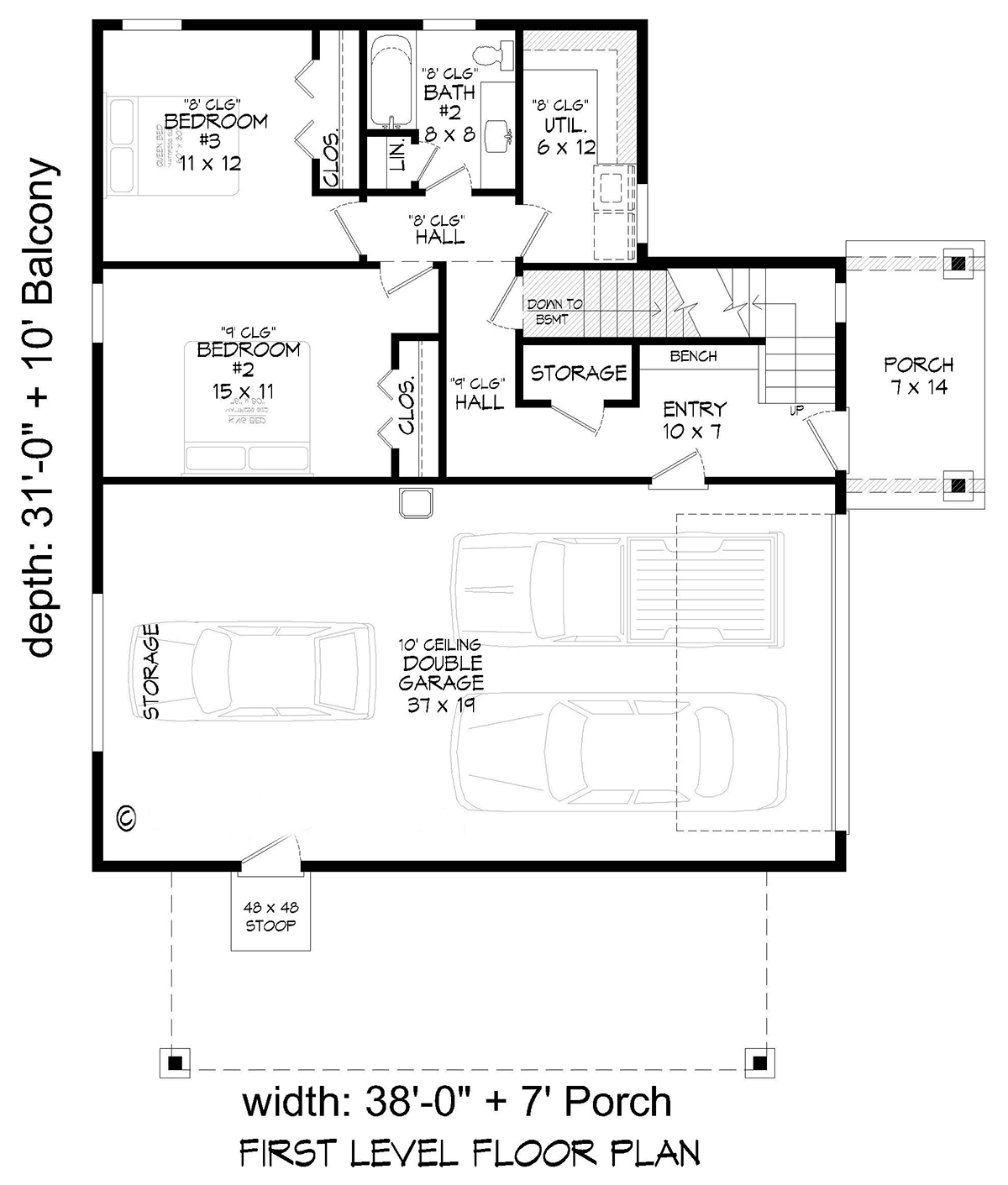 Garage-Living Plan 81521 Level One