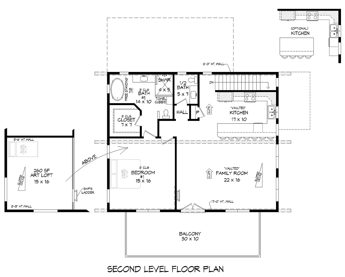Garage-Living Plan 81521 Level Two