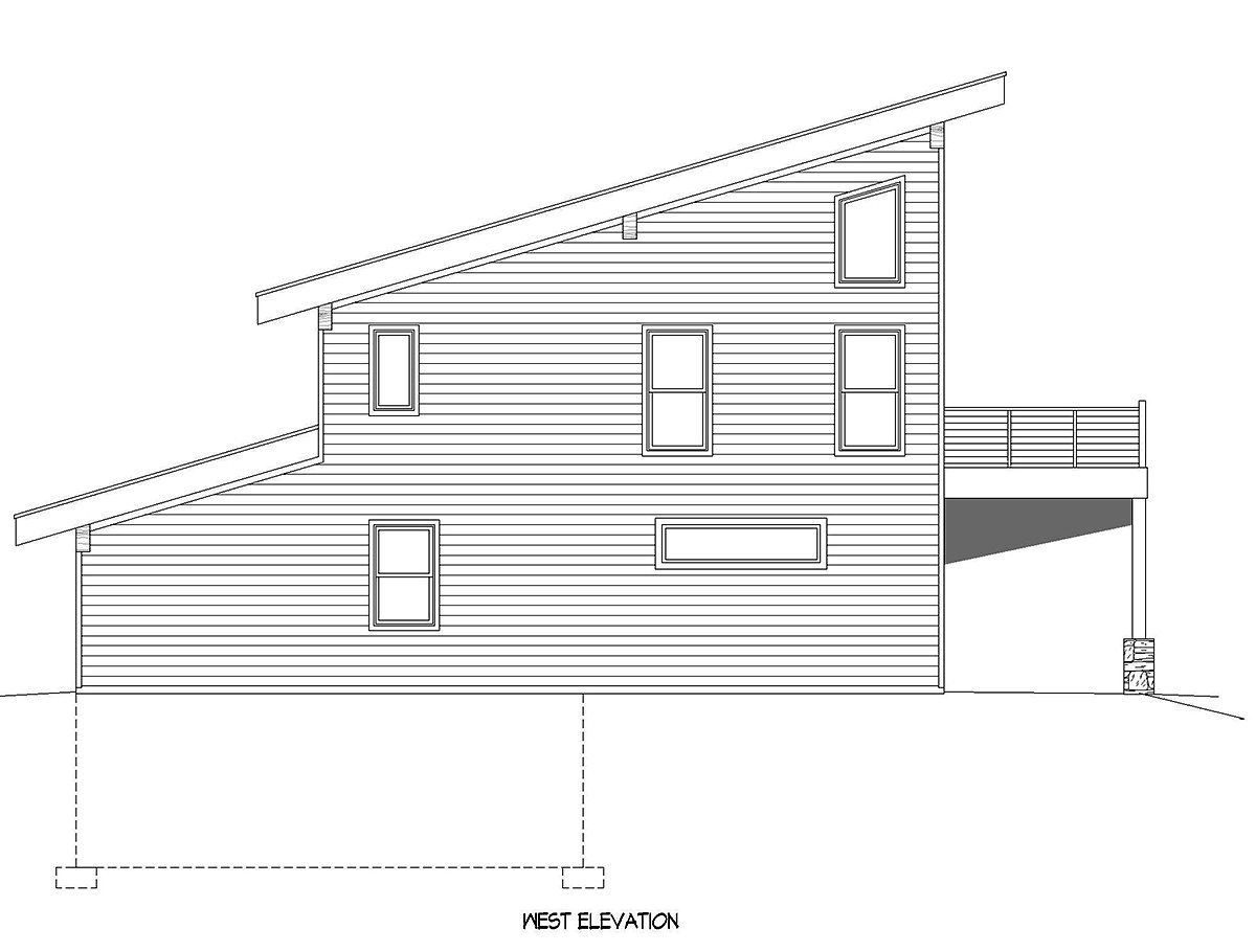 Garage-Living Plan 81521 Rear Elevation