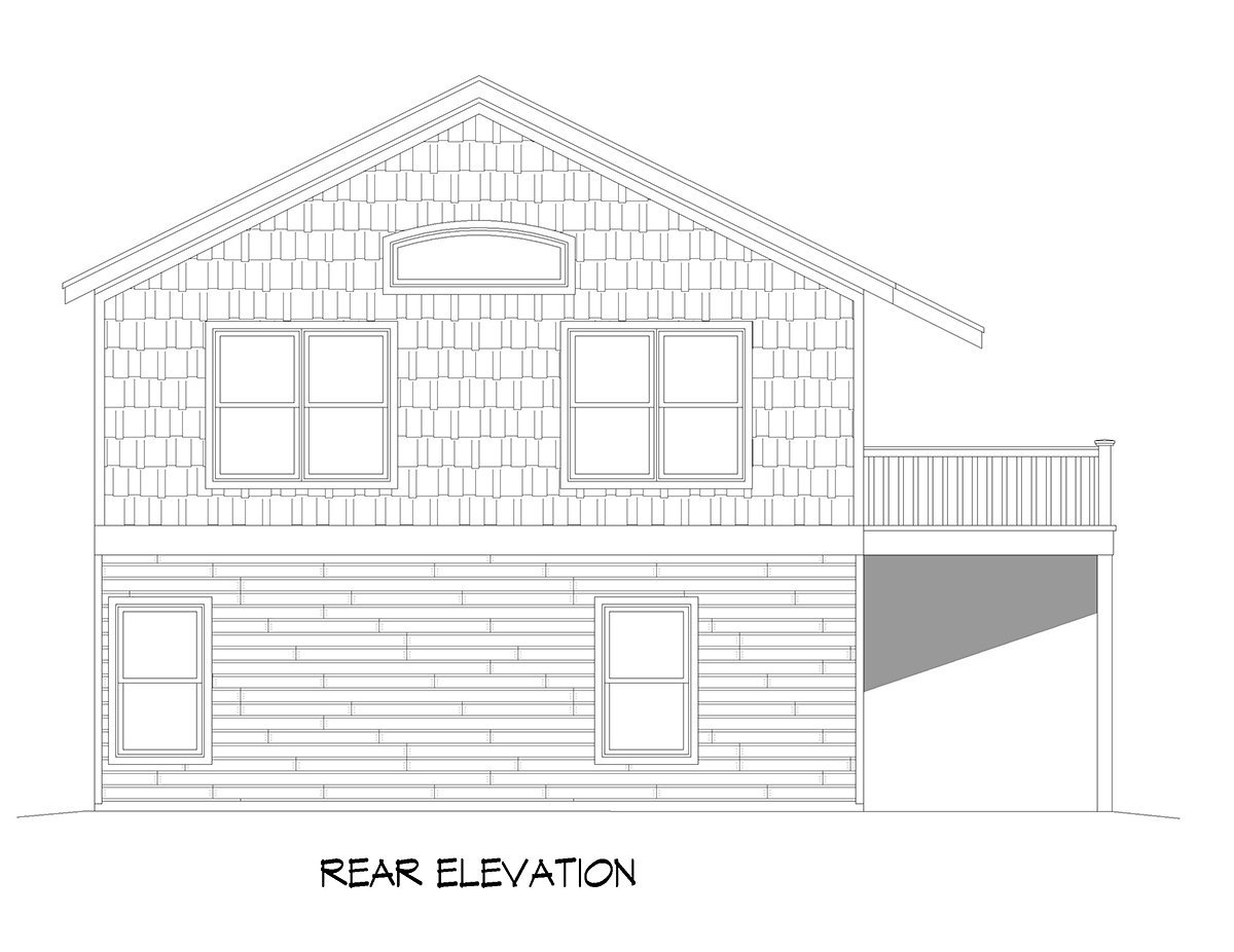 Garage-Living Plan 81533 Rear Elevation