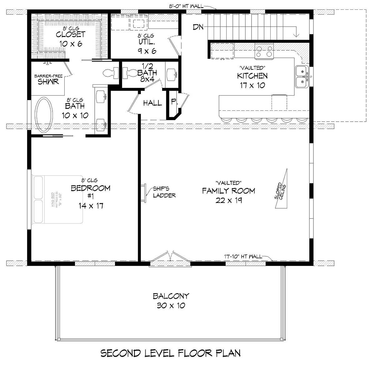 Garage-Living Plan 81542 Level Two