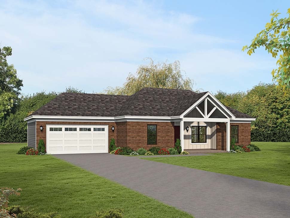 Traditional Plan with 1251 Sq. Ft., 3 Bedrooms, 2 Bathrooms, 2 Car Garage Picture 5