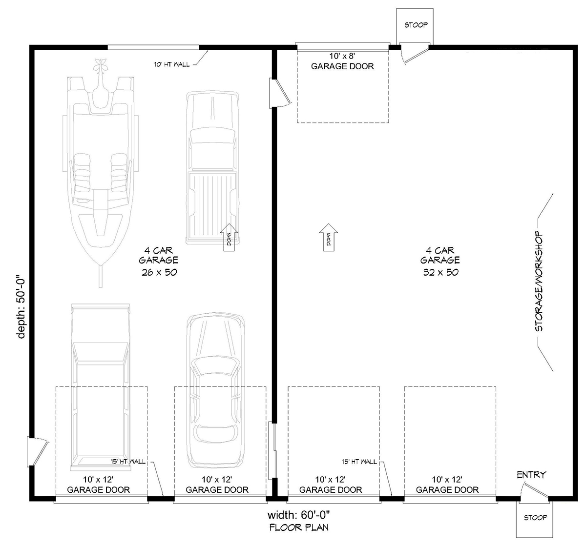 Garage Plan 81569 - 8 Car Garage Level One
