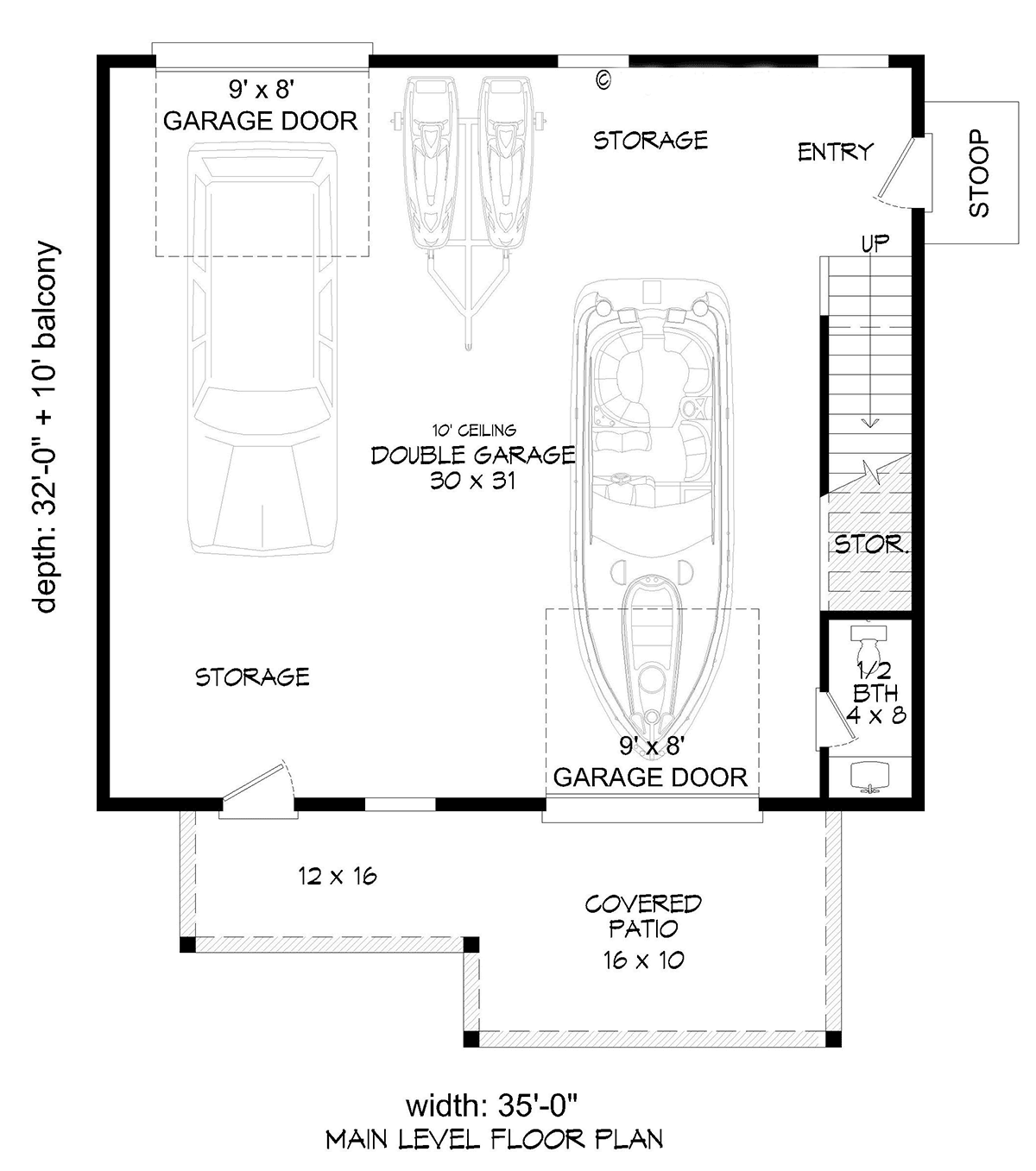 Garage-Living Plan 81572 Level One