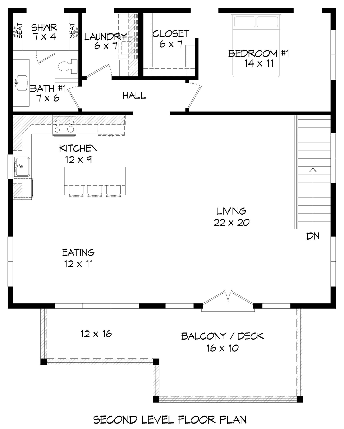 Garage-Living Plan 81572 Level Two