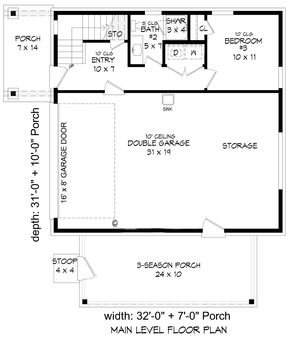 Garage-Living Plan 81580 Level One