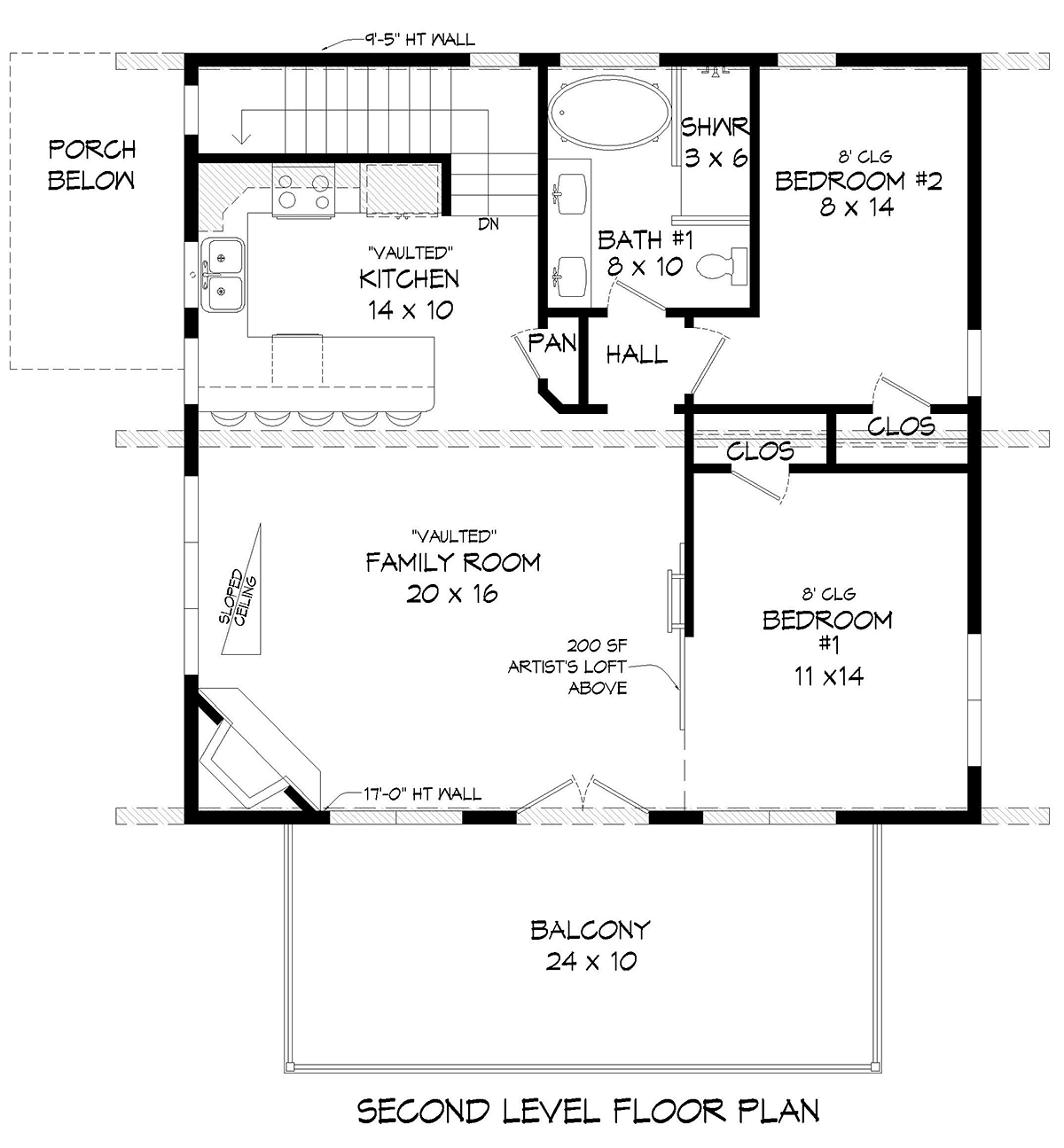 Garage-Living Plan 81580 Level Two
