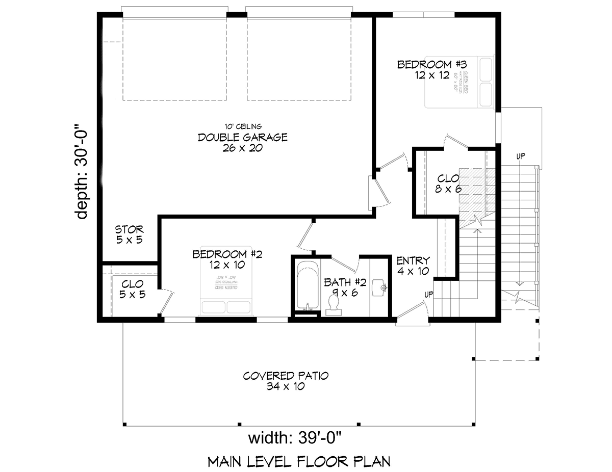 Garage-Living Plan 81588 Level One