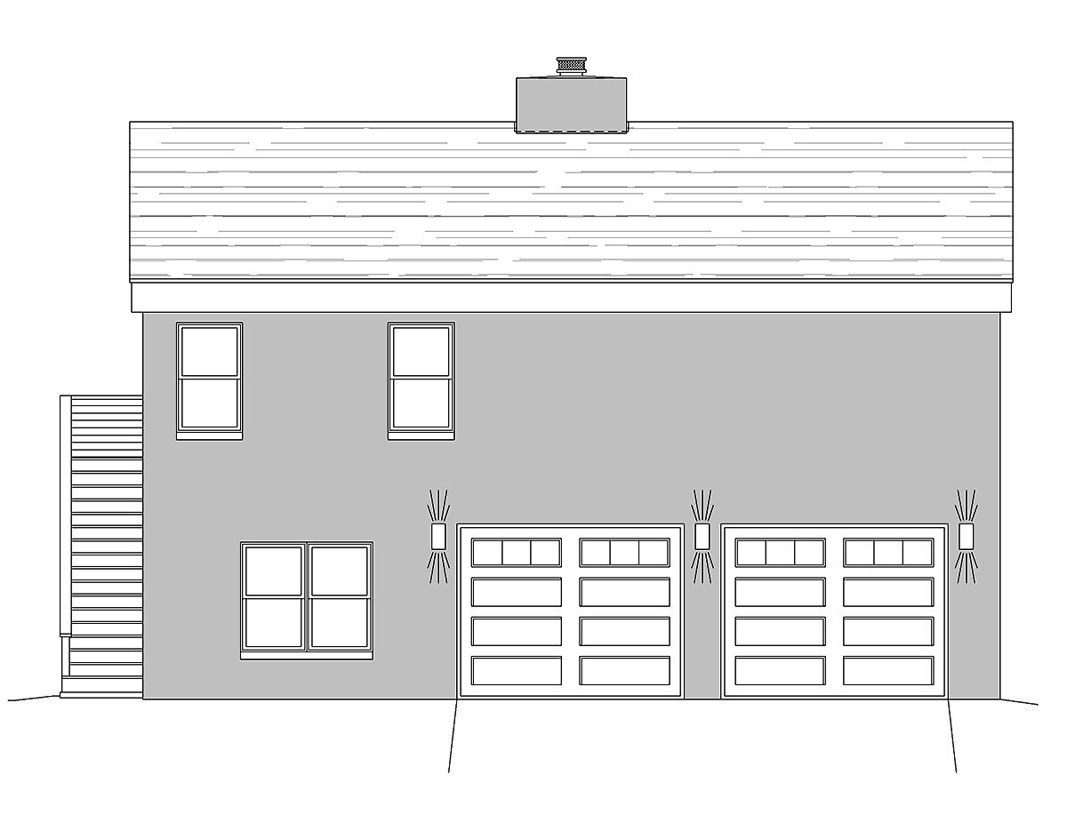 Garage-Living Plan 81588 Rear Elevation