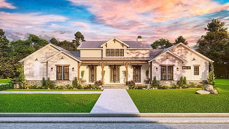 Farmhouse Plan with 2970 Sq. Ft., 4 Bedrooms, 4 Bathrooms, 2 Car Garage Picture 6