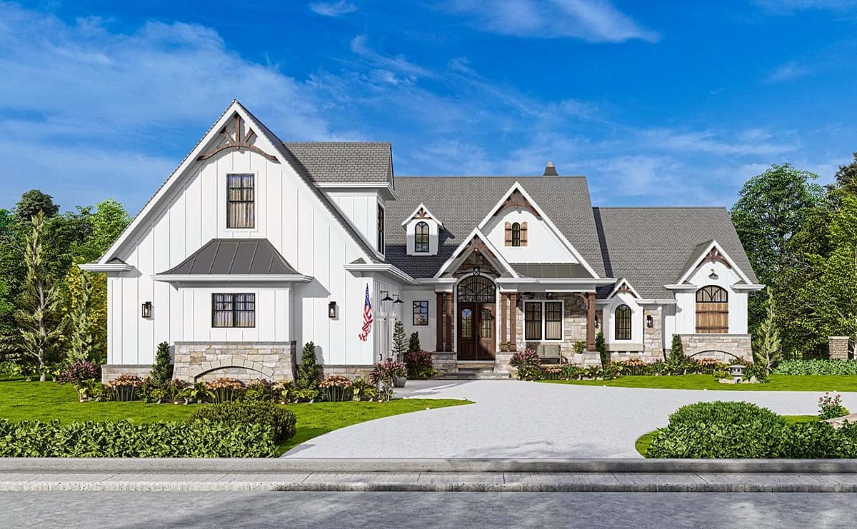 Country, Craftsman Plan with 4806 Sq. Ft., 3 Bedrooms, 5 Bathrooms, 2 Car Garage Elevation