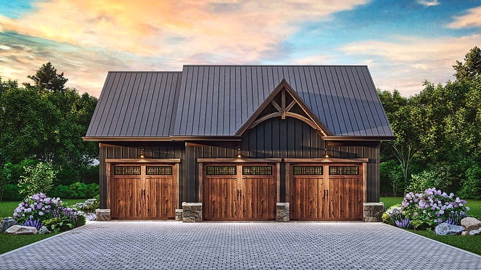 Country, Craftsman, Traditional Plan with 665 Sq. Ft., 1 Bedrooms, 1 Bathrooms, 3 Car Garage Picture 4