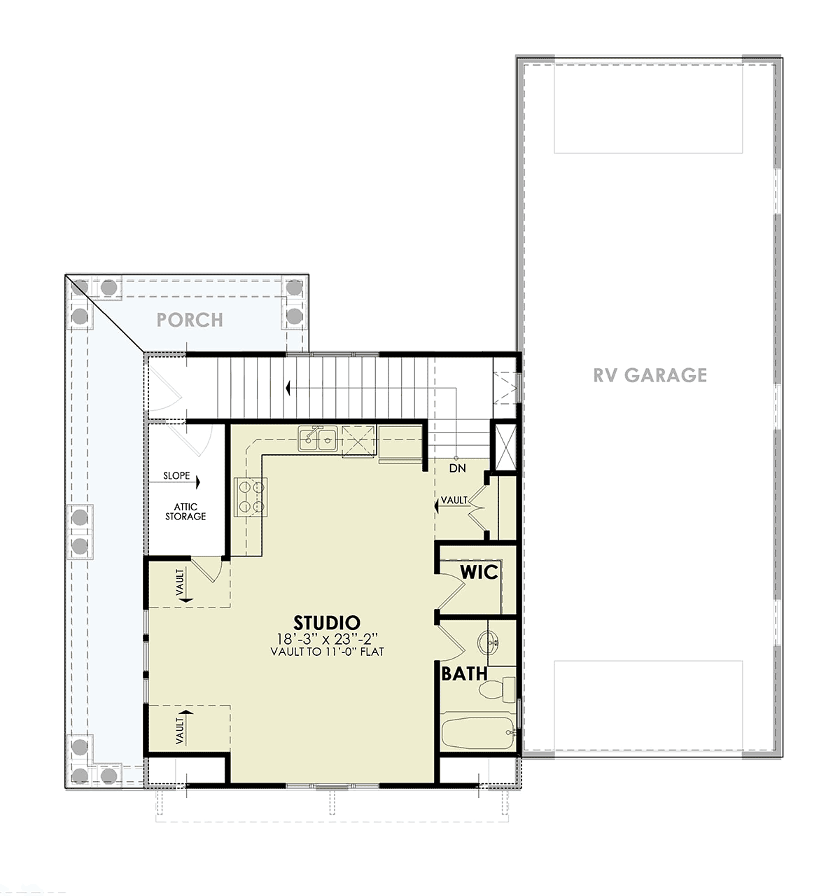Garage-Living Plan 81681 Level Two