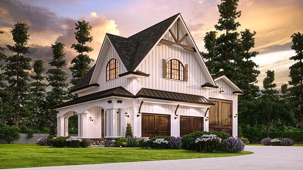 Cottage, Craftsman, European, French Country Plan with 651 Sq. Ft., 1 Bathrooms, 2 Car Garage Picture 5