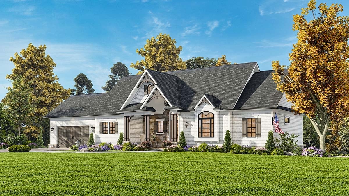 Cottage, New American Style, Traditional Plan with 2062 Sq. Ft., 4 Bedrooms, 4 Bathrooms, 2 Car Garage Picture 2