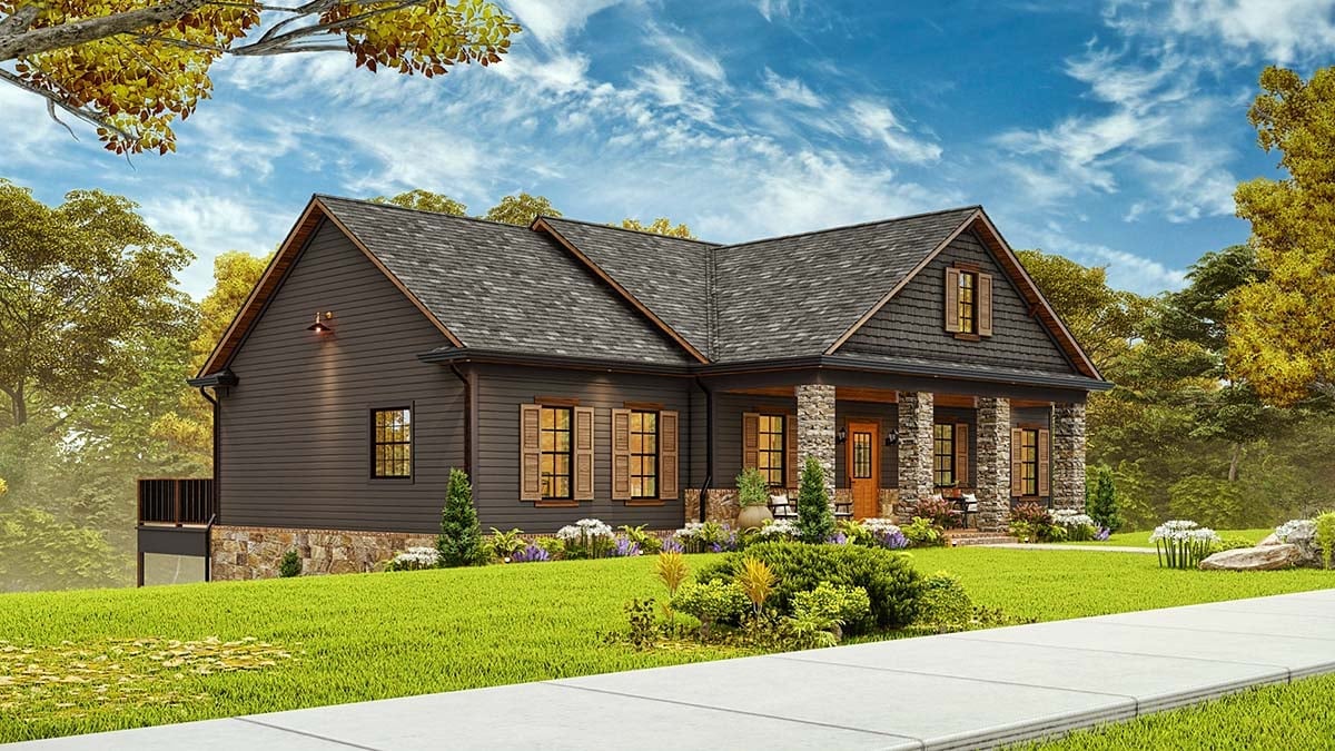Cottage, Country, New American Style, Traditional Plan with 1593 Sq. Ft., 3 Bedrooms, 2 Bathrooms Picture 3