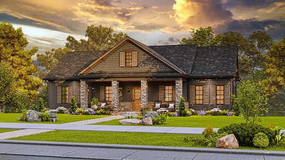 Cottage, Country, New American Style, Traditional Plan with 1593 Sq. Ft., 3 Bedrooms, 2 Bathrooms Picture 5
