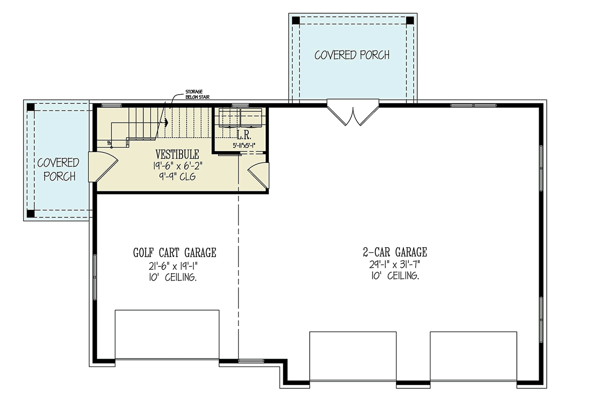 Garage-Living Plan 81690 Level One