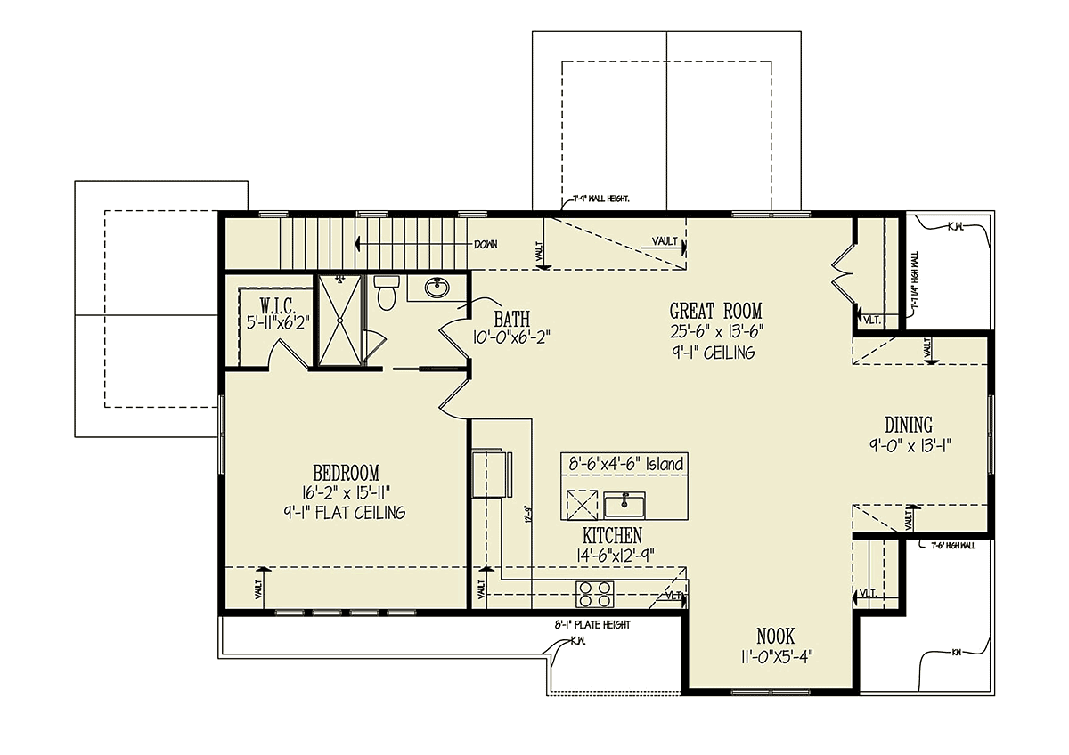 Garage-Living Plan 81690 Level Two