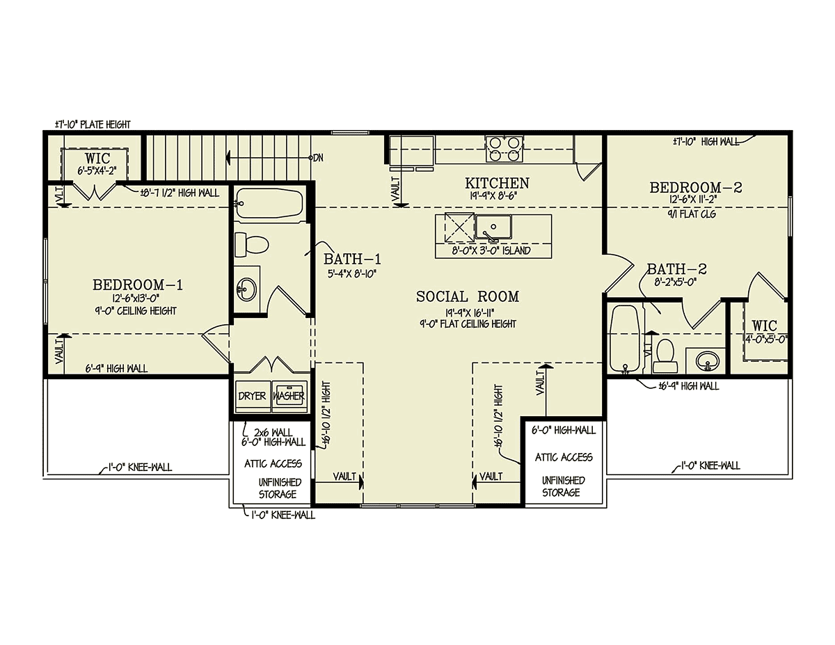 Garage-Living Plan 81692 Level Two