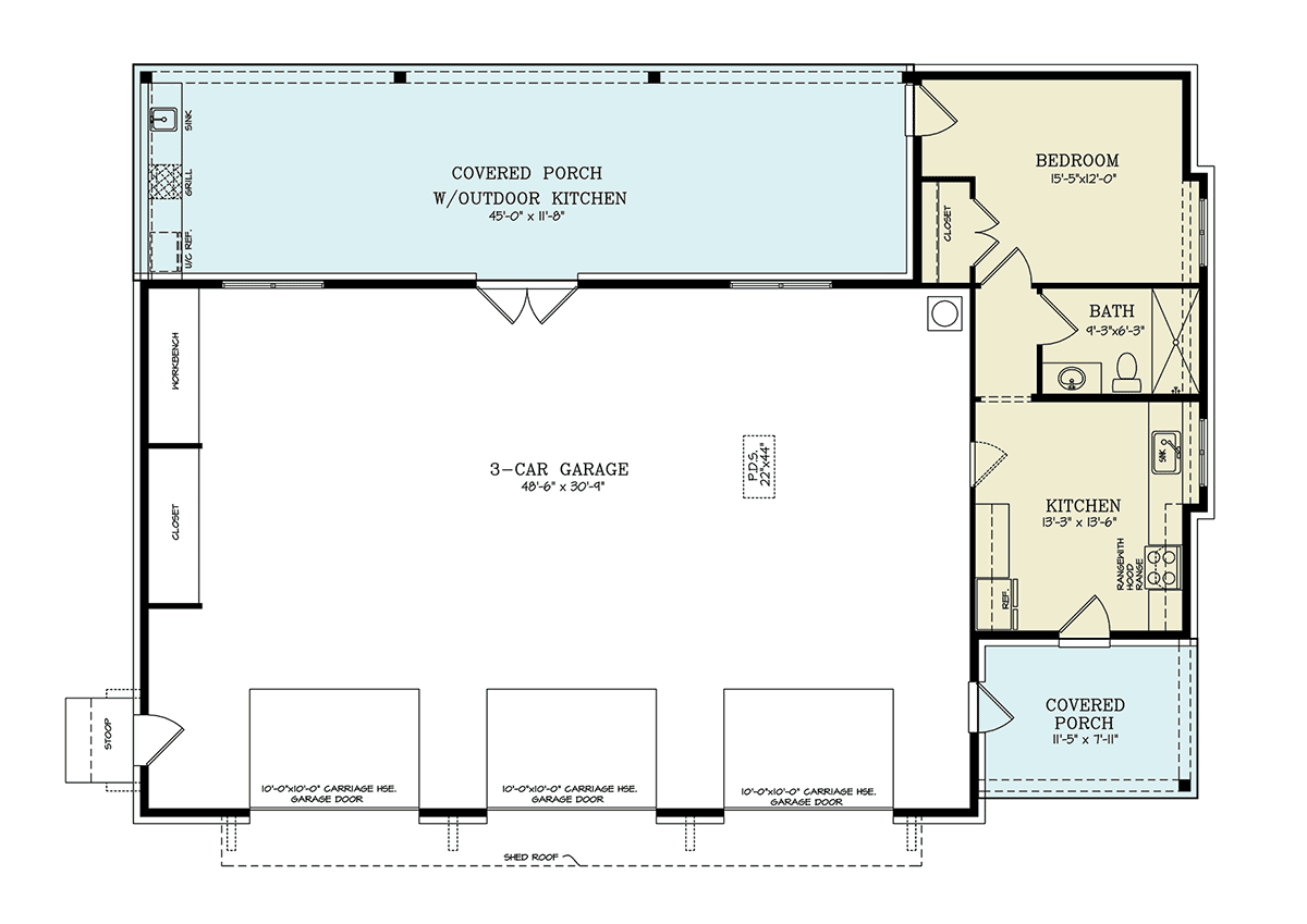 Garage-Living Plan 81699 Level One