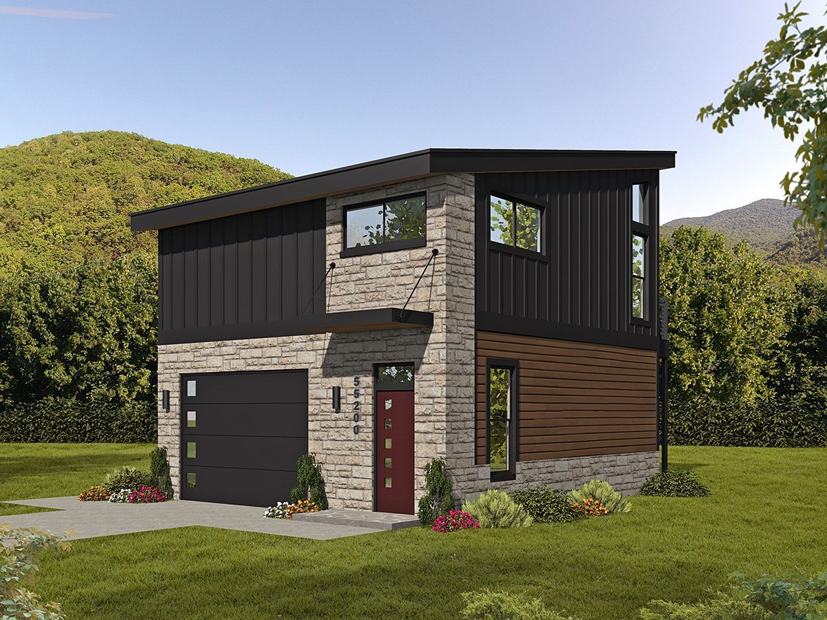 Garage-Living Plan 81704 Rear Elevation