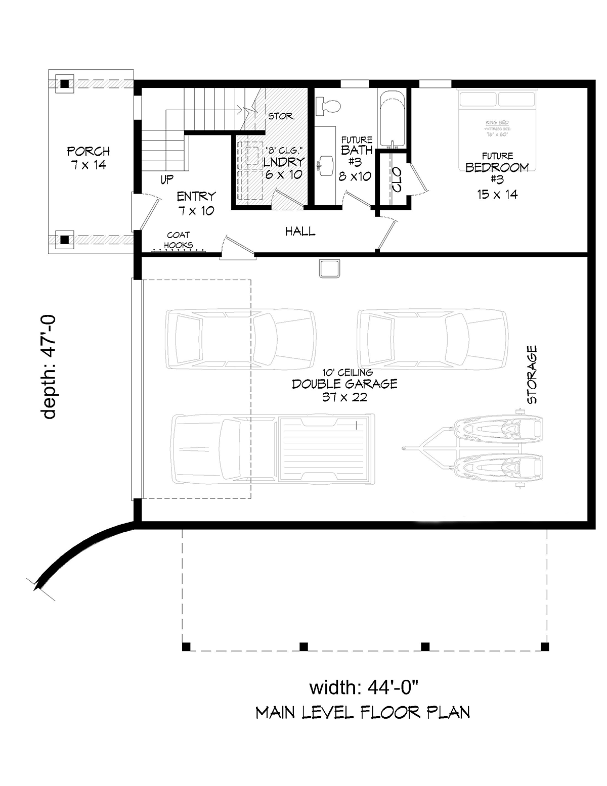 Garage-Living Plan 81707 Lower Level