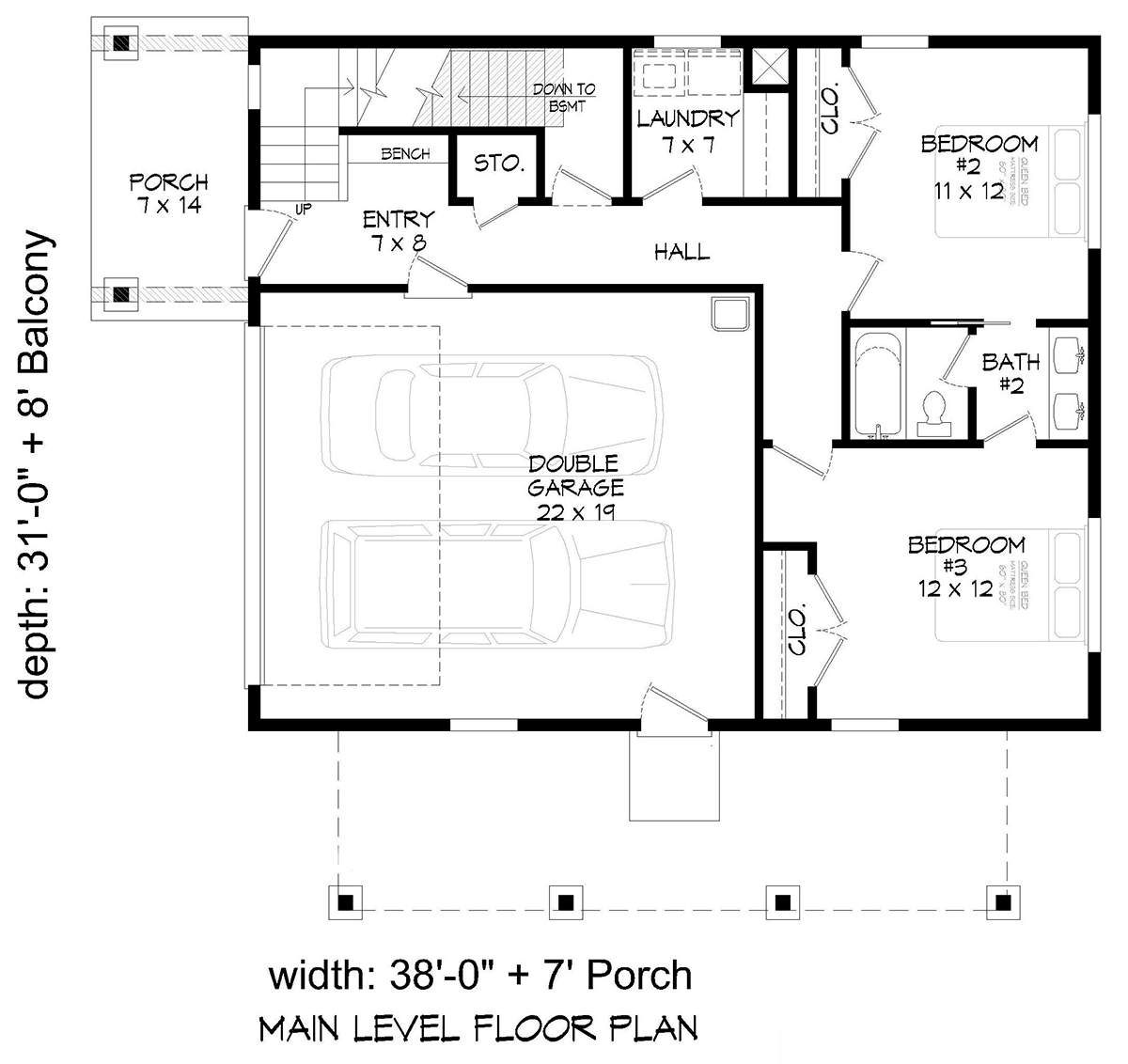 Garage-Living Plan 81709 Level One