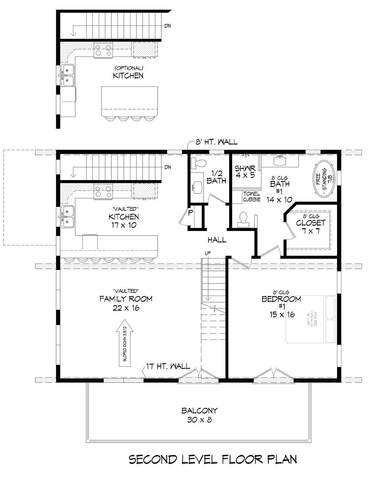 Garage-Living Plan 81709 Level Two