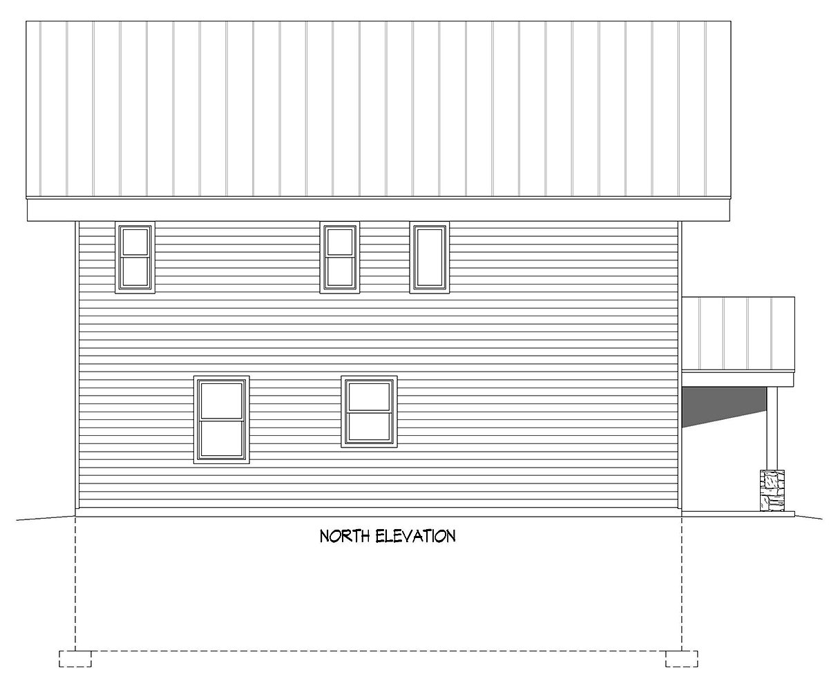 Garage-Living Plan 81709 Rear Elevation