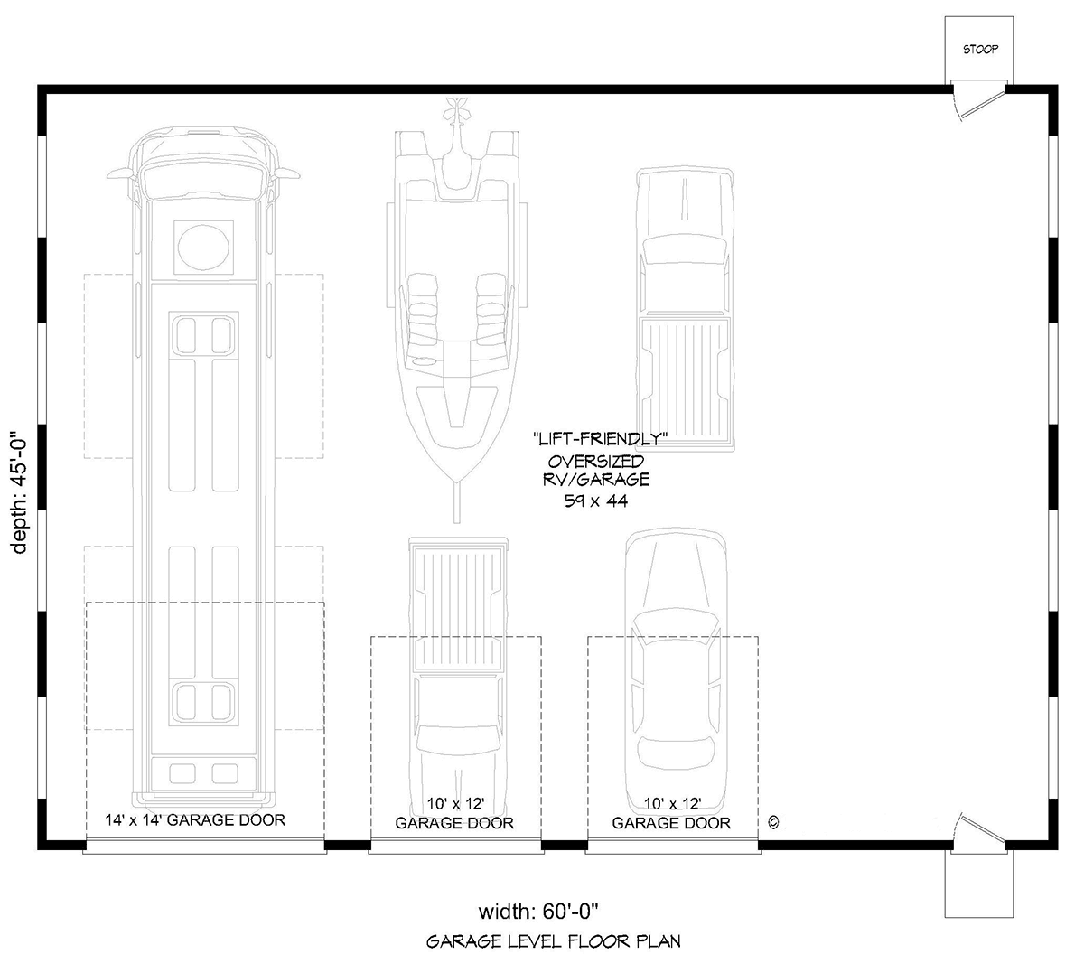 Garage Plan 81726 - 5 Car Garage Level One