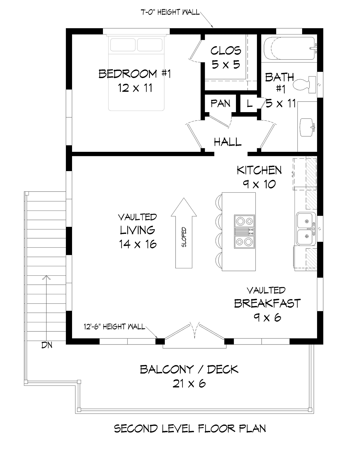Garage-Living Plan 81728 Level Two