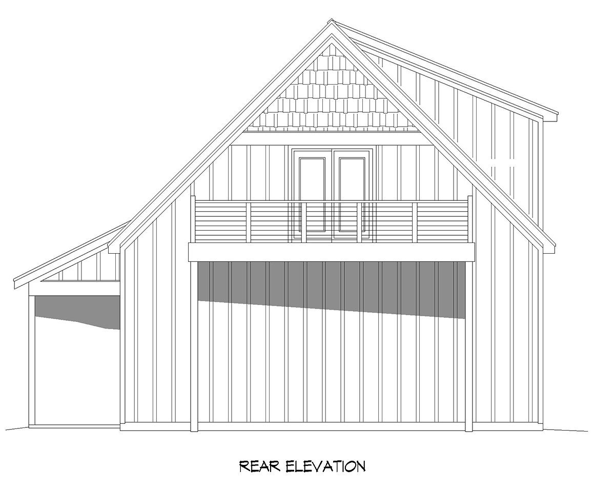 Garage-Living Plan 81739 Rear Elevation