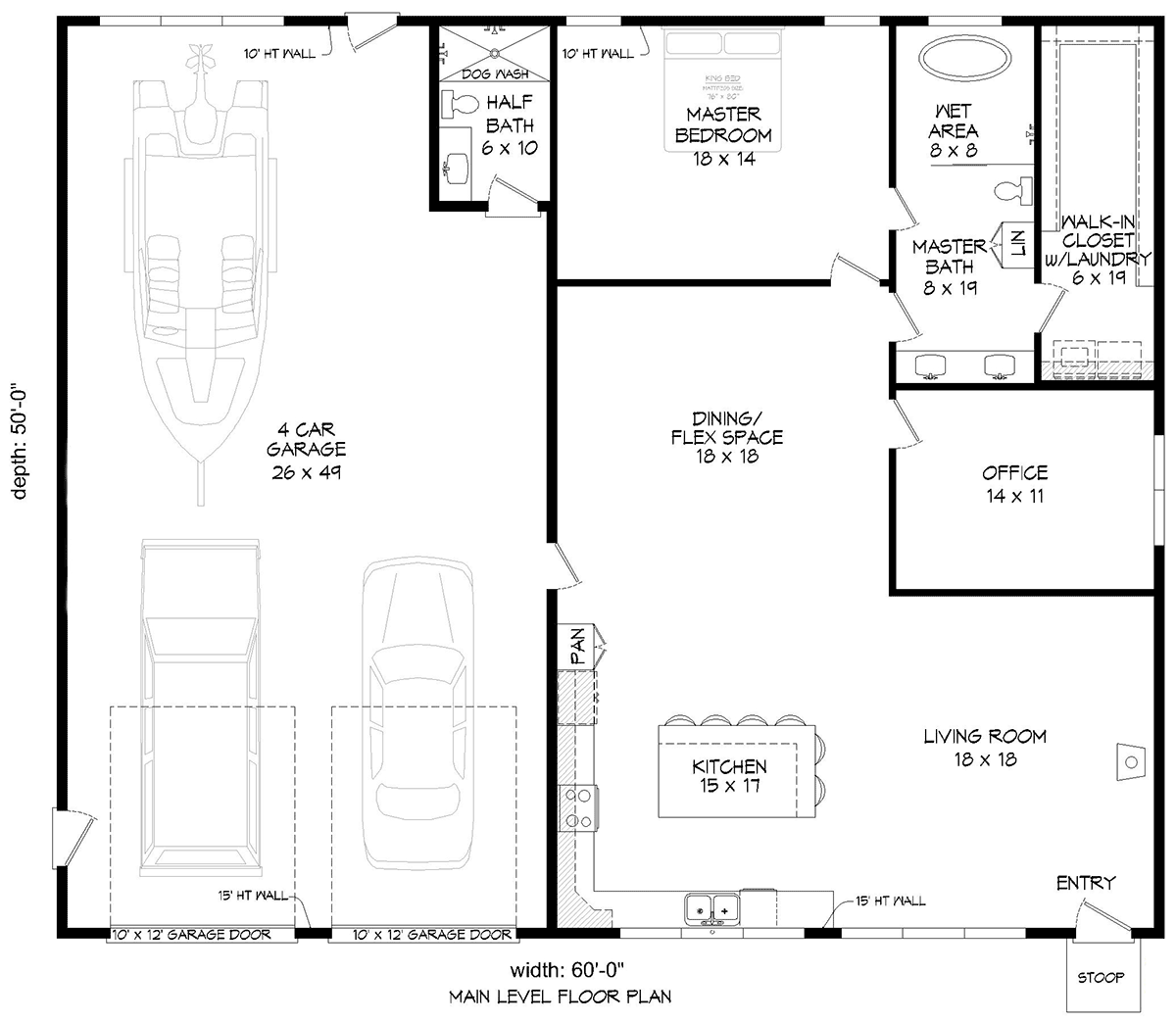 Garage-Living Plan 81744 Level One