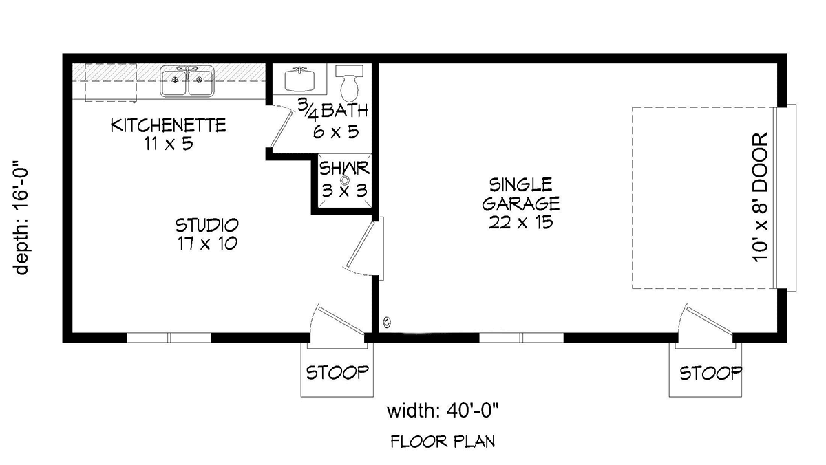 Garage-Living Plan 81752 Level One