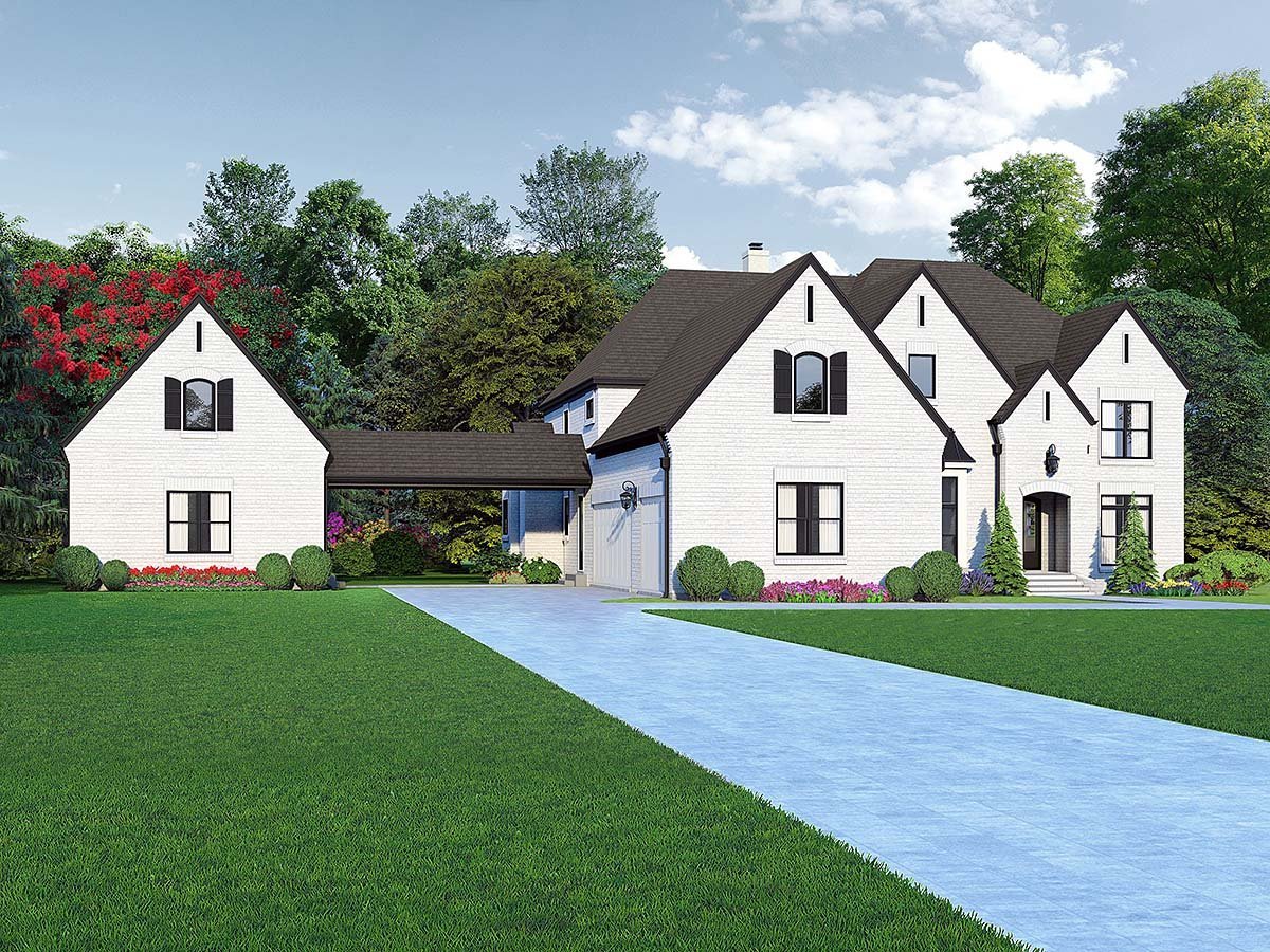 Country, European, French Country, Traditional Plan with 4962 Sq. Ft., 5 Bedrooms, 5 Bathrooms, 5 Car Garage Elevation