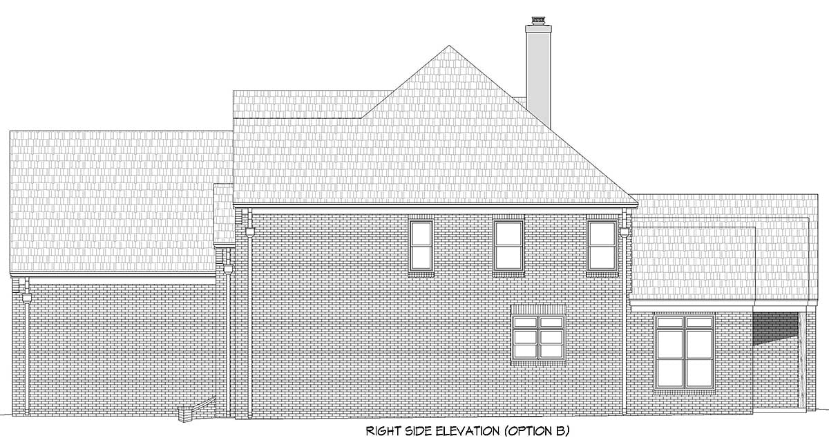 Country, European, French Country, Traditional Plan with 4962 Sq. Ft., 5 Bedrooms, 5 Bathrooms, 5 Car Garage Picture 2