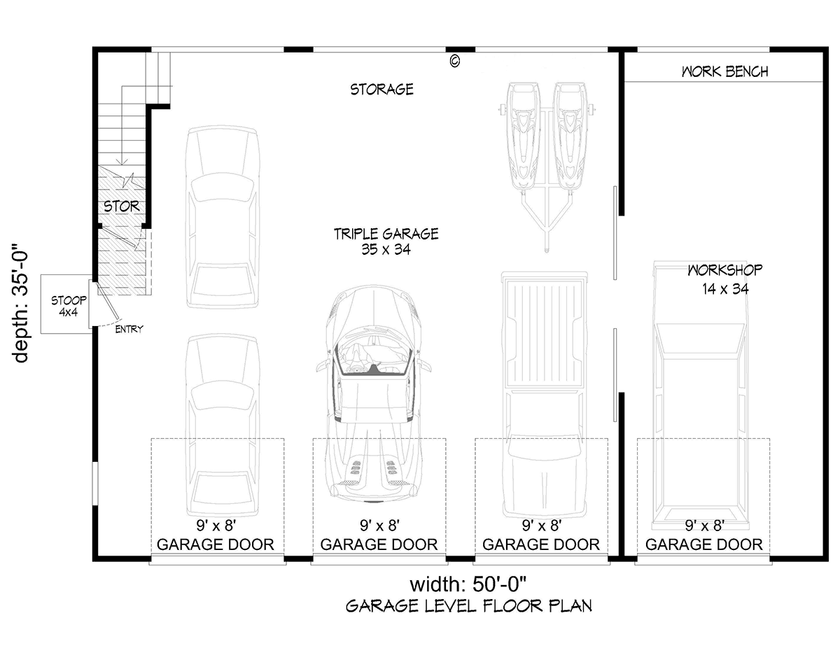 Garage Plan 81772 - 4 Car Garage Level One