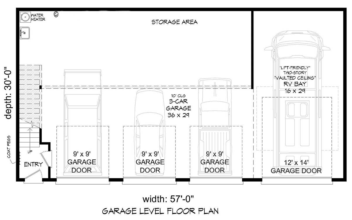 Garage-Living Plan 81776 Level One