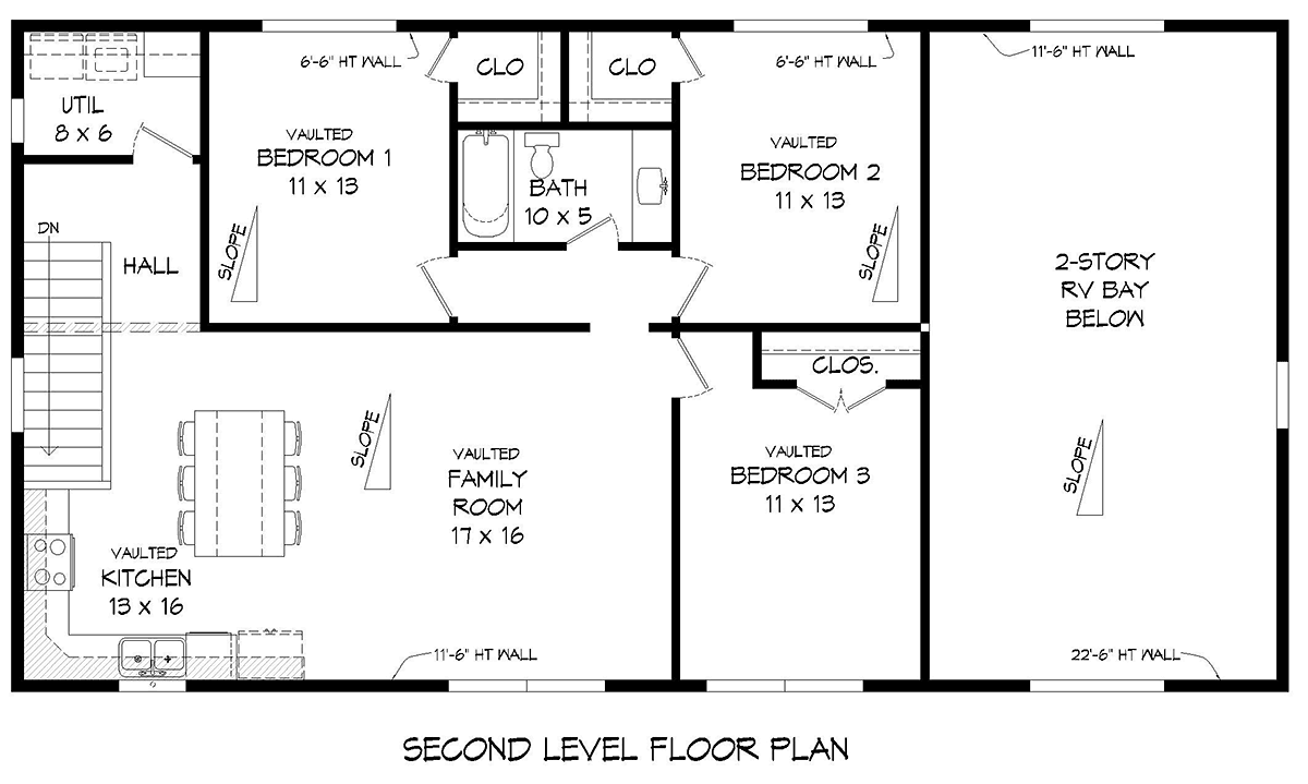 Garage-Living Plan 81776 Level Two