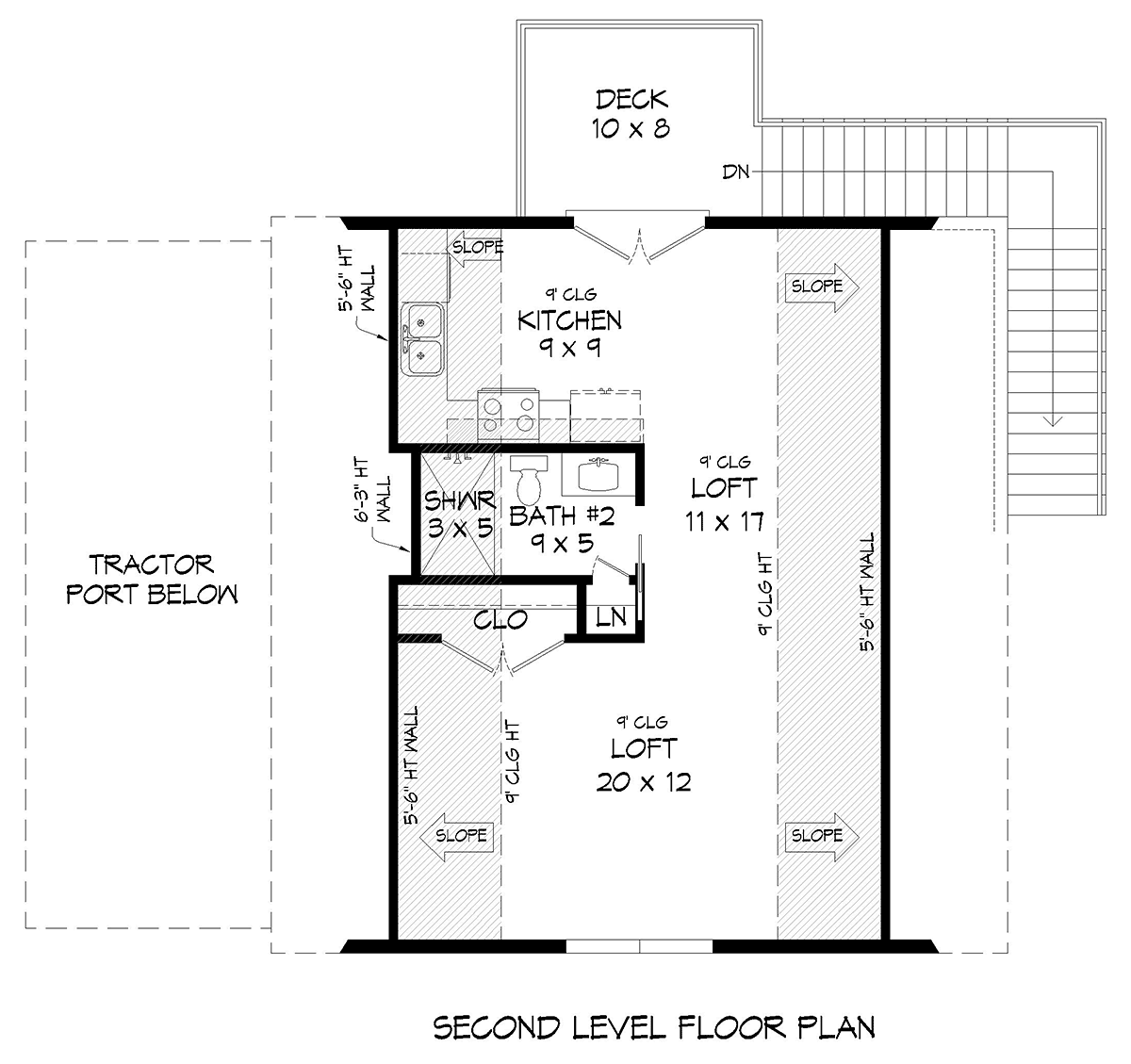 Garage-Living Plan 81786 Level Two