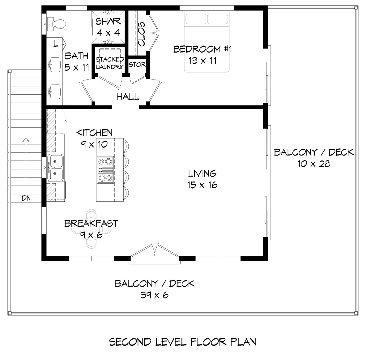 Garage-Living Plan 81797 Level Two