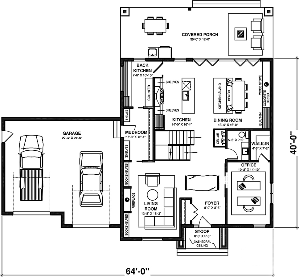 House Plan 81802 Level One