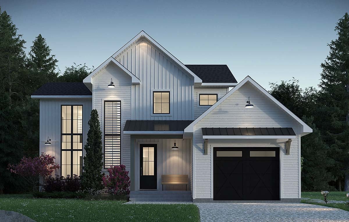 Country, Craftsman, Farmhouse Plan with 1583 Sq. Ft., 3 Bedrooms, 2 Bathrooms, 1 Car Garage Elevation